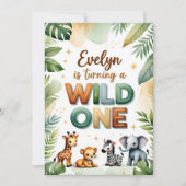 Wild One 1st Birthday Invitation Kaart - Evelyn (Voorkant)