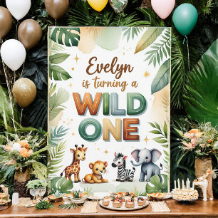 Wild One 1st Birthday Invitation Kaart - Evelyn