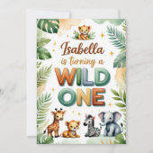 Wild One 1st Birthday Invitation Kaart - Isabella (Voorkant)