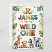 Wild One 1st Birthday Invitation Kaart - James (Voorkant)