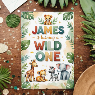 Wild One 1st Birthday Invitation Kaart - James
