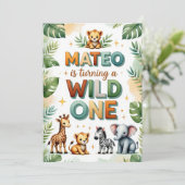 Wild One 1st Birthday Invitation Kaart - Mateo (Staand voorkant)