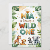 Wild One 1st Birthday Invitation Kaart - Mia (Voorkant)
