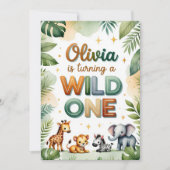 Wild One 1st Birthday Invitation Kaart - Olivia (Voorkant)