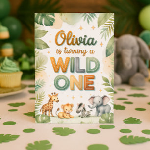Wild One 1st Birthday Invitation Kaart - Olivia