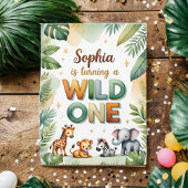 Wild One 1st Birthday Invitation Kaart - Sophia