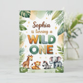 Wild One 1st Birthday Invitation Kaart - Sophia (Staand voorkant)