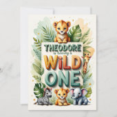 Wild One 1st Birthday Invitation Kaart - Theodore (Voorkant)