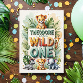 Wild One 1st Birthday Invitation Kaart - Theodore