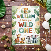 Wild One 1st Birthday Invitation Kaart - William