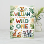 Wild One 1st Birthday Invitation Kaart - William (Staand voorkant)