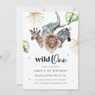 Wild One 1st Birthday Invitation, Safari Oerwoud i Kaart