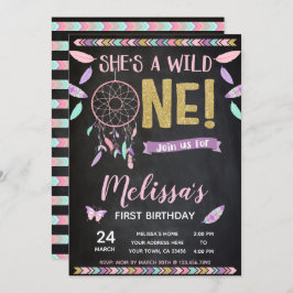 Wild One 1st Birthday Invitation, schoolbord Kaart