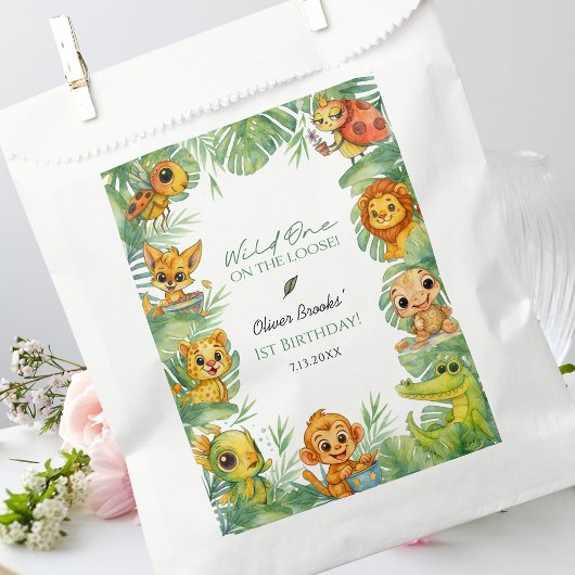 Wild One 1st Birthday Jungle Party Favor Bag Bedankzakje