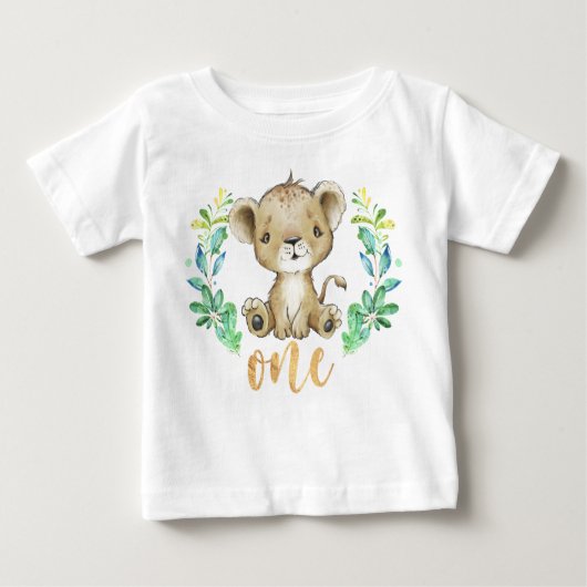 Wild One 1st Birthday Lion Baby T-Shirt (Voorkant)