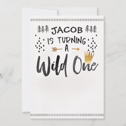 Wild One 1st Birthday Note Card voor handmatig sch Kaart (Voorkant)