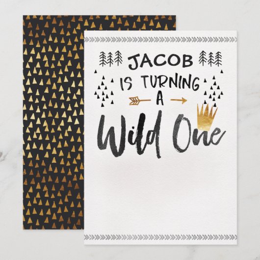 Wild One 1st Birthday Note Card voor handmatig sch Kaart (Voorkant / Achterkant)