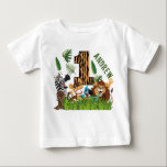 Wild One 1st Birthday Oerwoud<br><div class="desc">Cute Safari eerste verjaardag op shirt met oerwouden dieren en nummer 1 op tijgerpatroon. Pas de naam van een kind aan.</div>