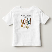 Wild One 1st Birthday Oerwoud Baby Gepersonaliseer Kinder Shirts (Voorkant)