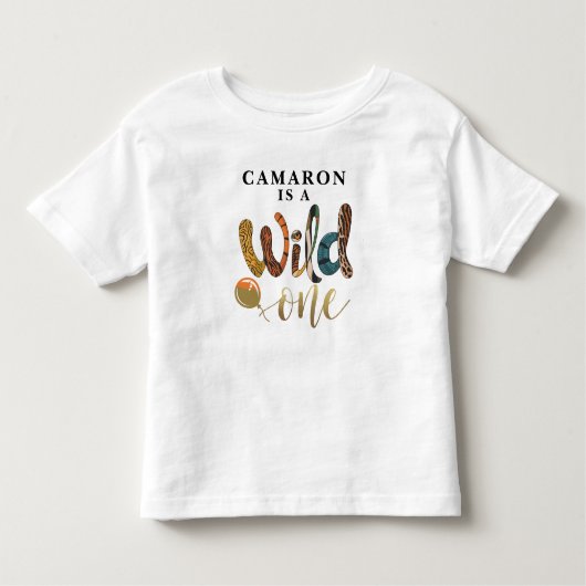 Wild One 1st Birthday Oerwoud Baby Gepersonaliseer Kinder Shirts (Voorkant)