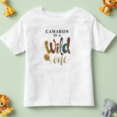 Wild One 1st Birthday Oerwoud Baby Gepersonaliseer Kinder Shirts