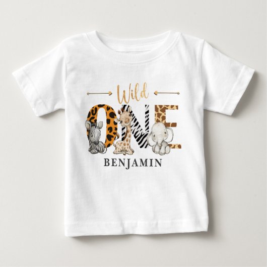 Wild One 1st Birthday Oerwoud Baby T-shirt (Voorkant)