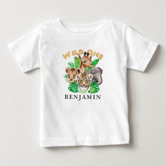Wild One 1st Birthday Oerwoud Baby T-shirt (Voorkant)