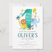 Wild One 1st Birthday OERWOUD Lion Safari Kaart (Voorkant)