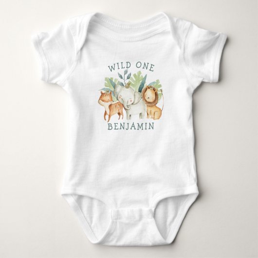 Wild One 1st Birthday Oerwoud Romper (Voorkant)