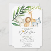 Wild One 1st Birthday Oerwoud Safari Uitnodiging (Voorkant)