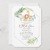 Wild One 1st Birthday Oerwoud Safari Uitnodiging (Voorkant)