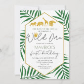 Wild One 1st Birthday Oerwoud Safari Uitnodiging (Voorkant)