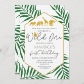 Wild One 1st Birthday Oerwoud Safari Uitnodiging (Voorkant / Achterkant)