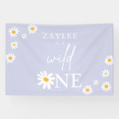 Wild One 1st Birthday Party Boho Daisy Welkom Spandoek (Horizontaal)