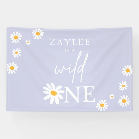 Wild One 1st Birthday Party Boho Daisy Welkom Spandoek (Horizontaal)