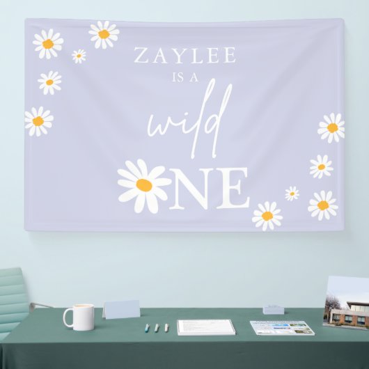 Wild One 1st Birthday Party Boho Daisy Welkom Spandoek (Beurs)