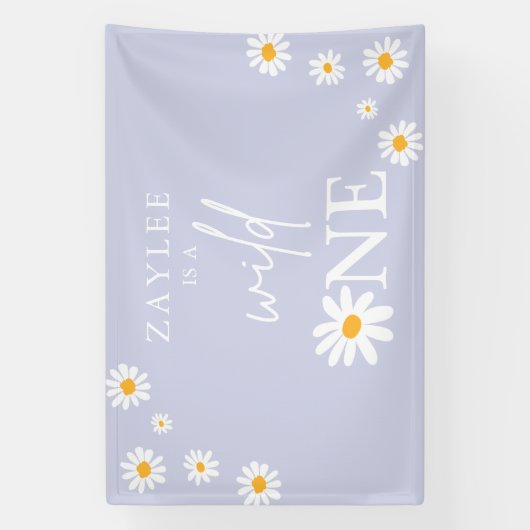 Wild One 1st Birthday Party Boho Daisy Welkom Spandoek (Verticaal)
