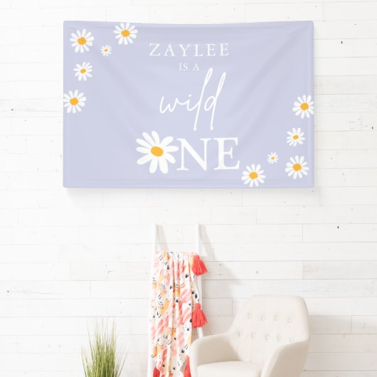 Wild One 1st Birthday Party Boho Daisy Welkom Spandoek (Insitu)