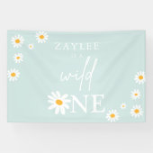 Wild One 1st Birthday Party Boho Daisy Welkom Spandoek (Horizontaal)