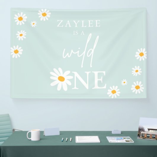 Wild One 1st Birthday Party Boho Daisy Welkom Spandoek (Beurs)