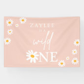 Wild One 1st Birthday Party Boho Daisy Welkom Spandoek (Horizontaal)