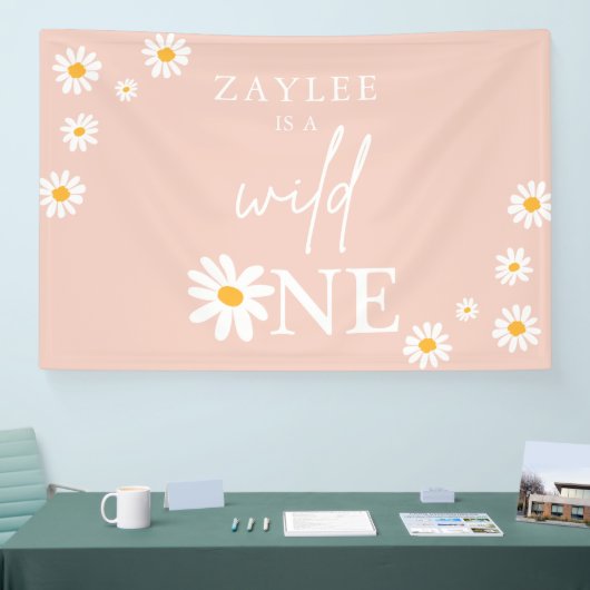 Wild One 1st Birthday Party Boho Daisy Welkom Spandoek (Beurs)