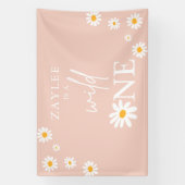 Wild One 1st Birthday Party Boho Daisy Welkom Spandoek (Verticaal)