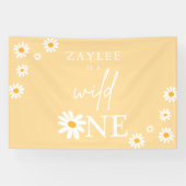 Wild One 1st Birthday Party Boho Daisy Welkom Spandoek (Horizontaal)