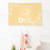 Wild One 1st Birthday Party Boho Daisy Welkom Spandoek (Insitu)