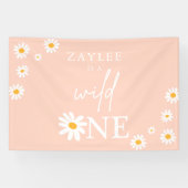 Wild One 1st Birthday Party Boho Daisy Welkom Spandoek (Horizontaal)