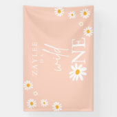 Wild One 1st Birthday Party Boho Daisy Welkom Spandoek (Verticaal)