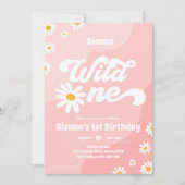 Wild One 1st Birthday Party Boho Floral Daisy Kaart (Voorkant)