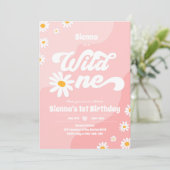 Wild One 1st Birthday Party Boho Floral Daisy Kaart (Staand voorkant)