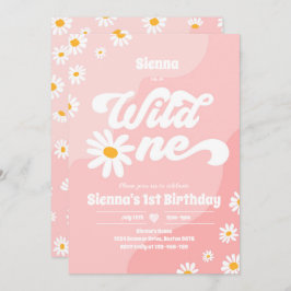 Wild One 1st Birthday Party Boho Floral Daisy Kaart